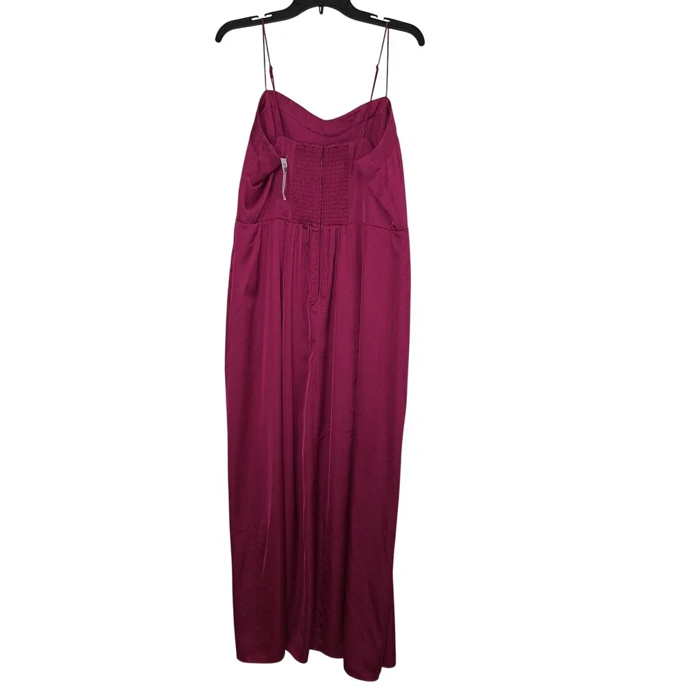 NWT Abercrombie & Fitch Camille High Slit Magenta Satin Maxi Dress RSP $140 L
